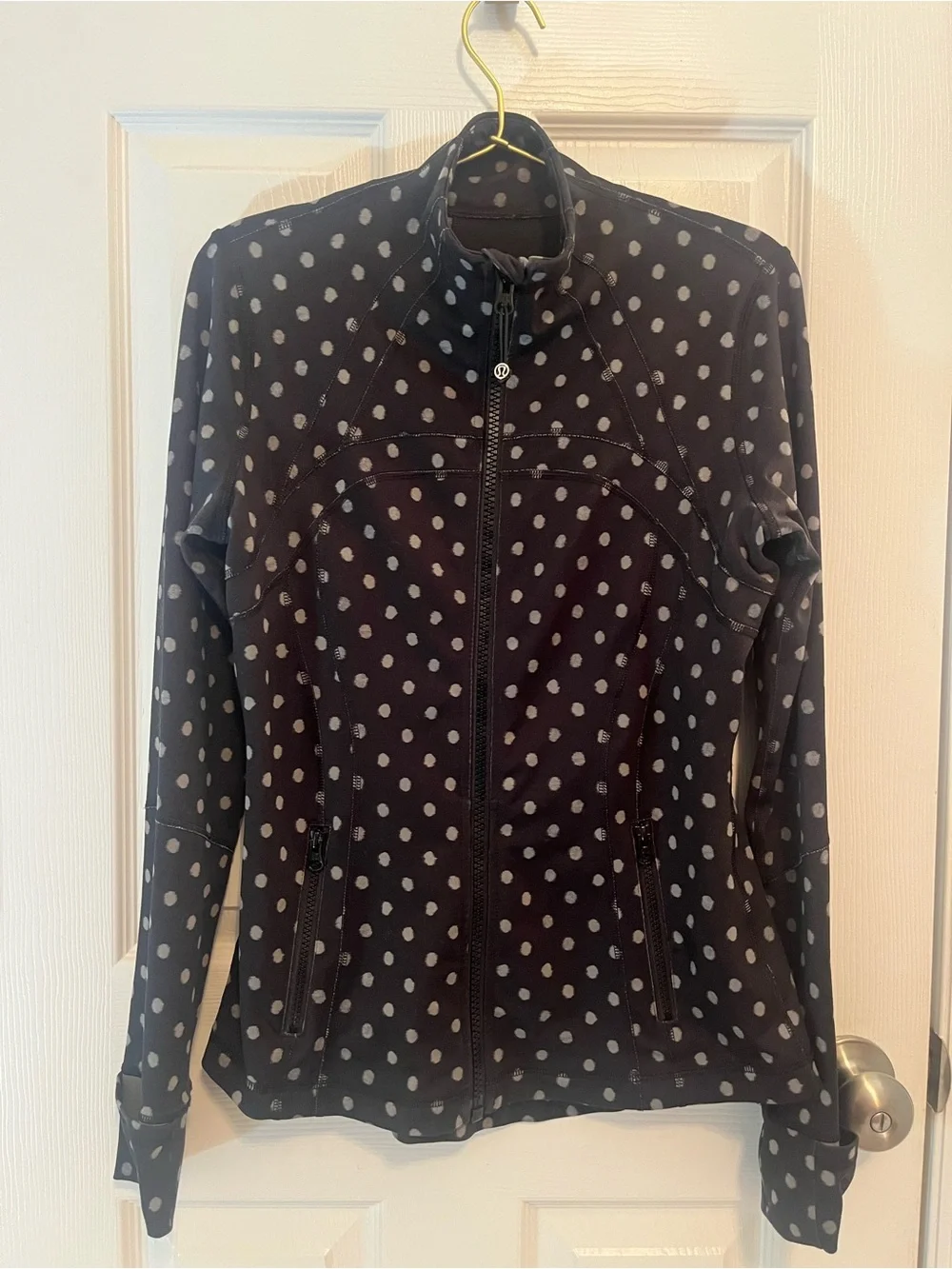 Lululemon Define Jacket Ghost Dot Black Slate | Size 8 | Thumbholes Full Zip